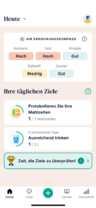 Oviva App Screen Zielsetzung