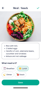 Oviva App screens food diary