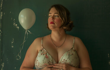 Plus size Frau mit Ballon.