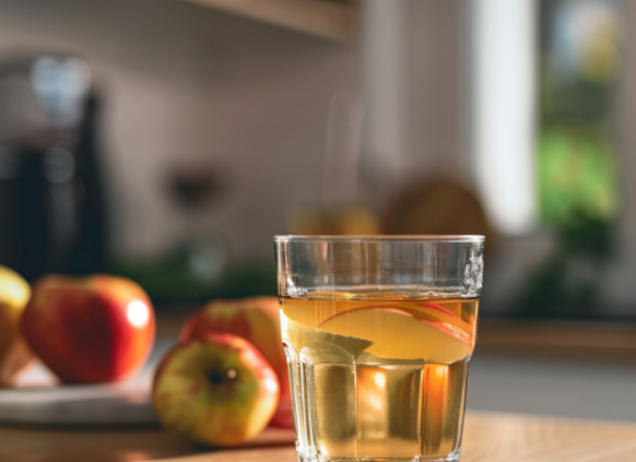 Ein Glas verdünnter Apfelessig.