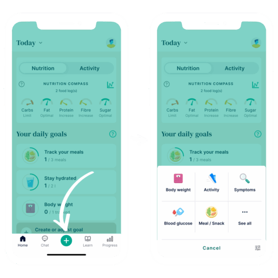 Press plus button on home to access menu