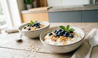 Heidelbeer-Quark-mit-Haferflocken-Mandeln