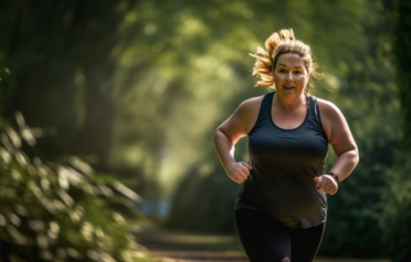 Frau läuft im Park