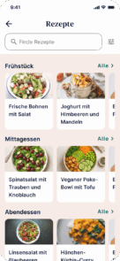 Oviva App Screen Rezepte