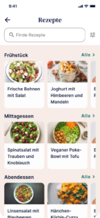 Oviva App Screen Rezepte
