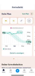 Oviva Dein Fortschritt App Screen