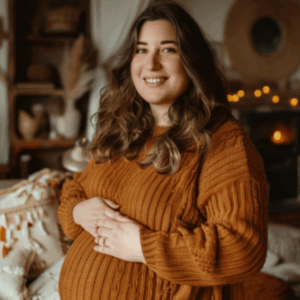 Schwangere plus size Frau.