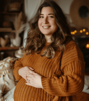 Schwangere plus size Frau.