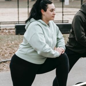 adipöse Frau im Sportoutfit