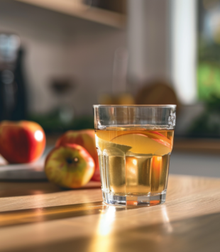 Ein Glas verdünnter Apfelessig.
