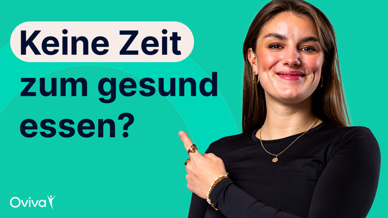 Thumbnail zu dem Youtube Video, was erklärt, wie man sich auch mit wenig Zeit gesund ernähren kann.