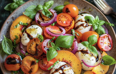 Sommerlicher Pfirsich-Tomaten-Salat mit Mozzarella