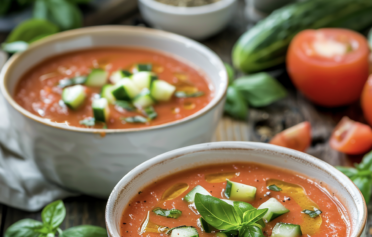 Kalte Tomaten-Gurken-Suppe (Gazpacho)