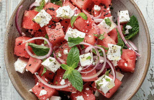 Wassermelonen-Feta-Salat mit Minze