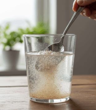 Flohsamenschalen in Wasser