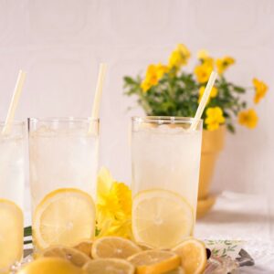 zwei Gläser Zitronenwasser mit Eiswürfeln