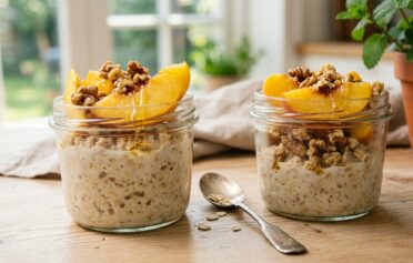 Overnight Oats mit Pfirsich & Walnüssen
