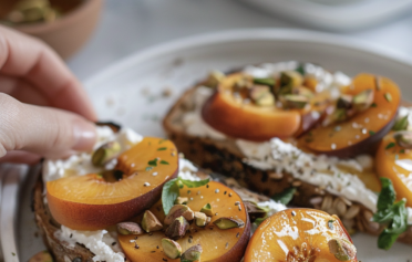 Pfirsich und Frischkäse Toast