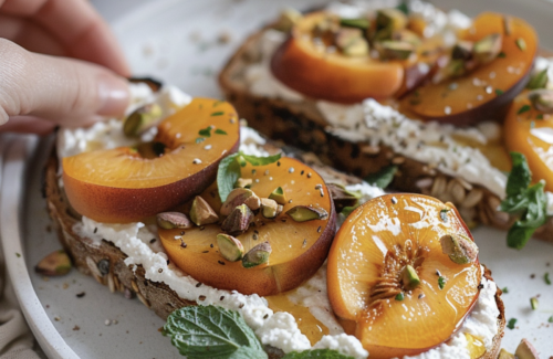 Pfirsich und Frischkäse Toast