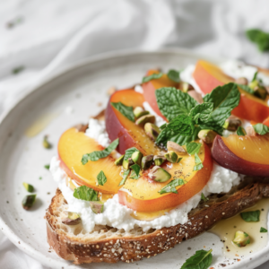 Pfirsich und Frischkäse Toast