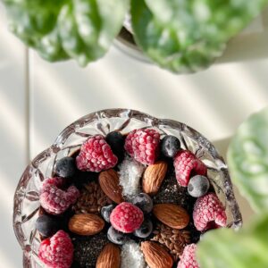 Rote Beeren und Nüsse