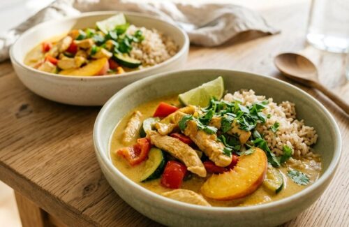 Hähnchen Pfirsich Curry