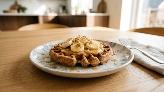 waffel mit erdnussbutter und banane