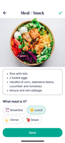 Oviva App Screens Meal logging