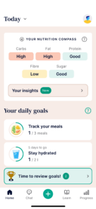 Oviva App Screen Goal setting