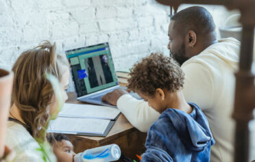 Family man at desk