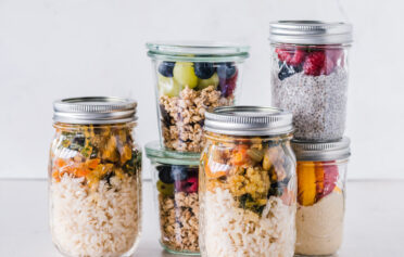 Jars with healthy prepared meals