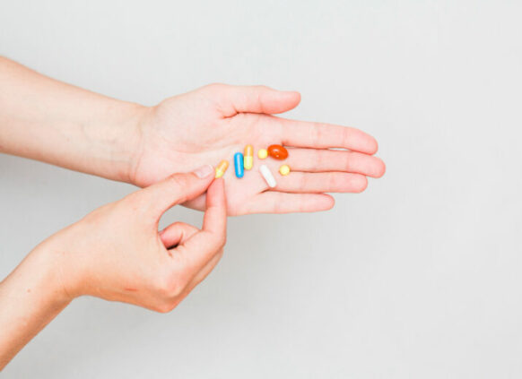 Medication in the palm of a hand