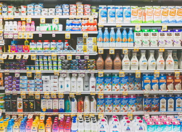 Dairy section in a supermarket