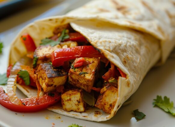 Tofu fajita wrap