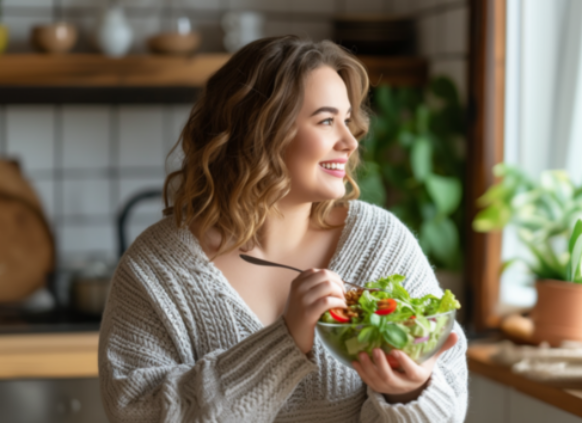 Woman eating a salad