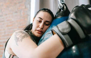 Woman boxing at the gym