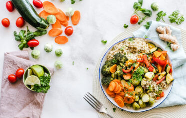 Vegetables and grains on a plate