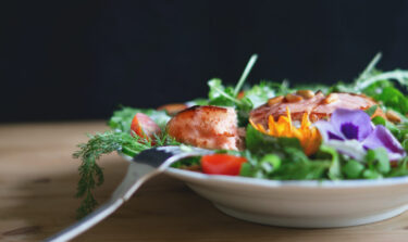 Salmon salad on a plate