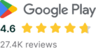 Rated 4.6 stars from 27,400 reviews on Google Play Store