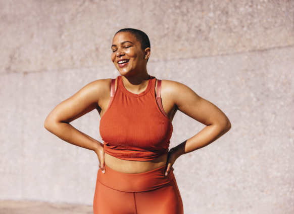Woman happy in sportswear