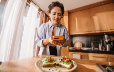 Feta, avocado and tomato on wholemeal bread
